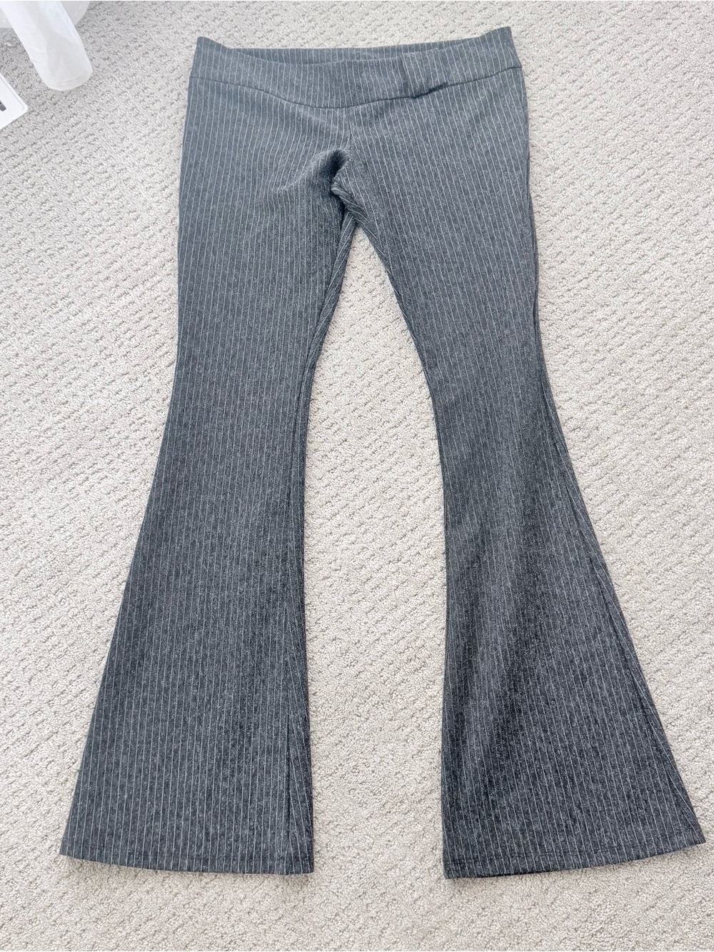 Zara y2k style low rise Gray Pinstripe Flared Trousers - Picture 5 of 6